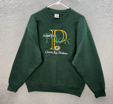 Vintage Green Bay Packers Sweatshirt Adult Large Green Crewneck Embroidered Y2K