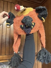 OUTSTANDING ADULT MONSTER PERUVIAN MONSTER WOOL HAT WITH EAR FLAPS & TASSELS MWT