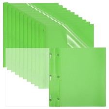 30 Pcs Plastic Report Covers with 3 Metal Prong Fasteners, Grass Green