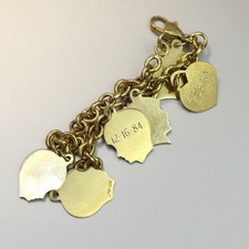 14k Yellow Gold 6 Kids Birthday Charm Bracelet, 7  - 7.54Grams