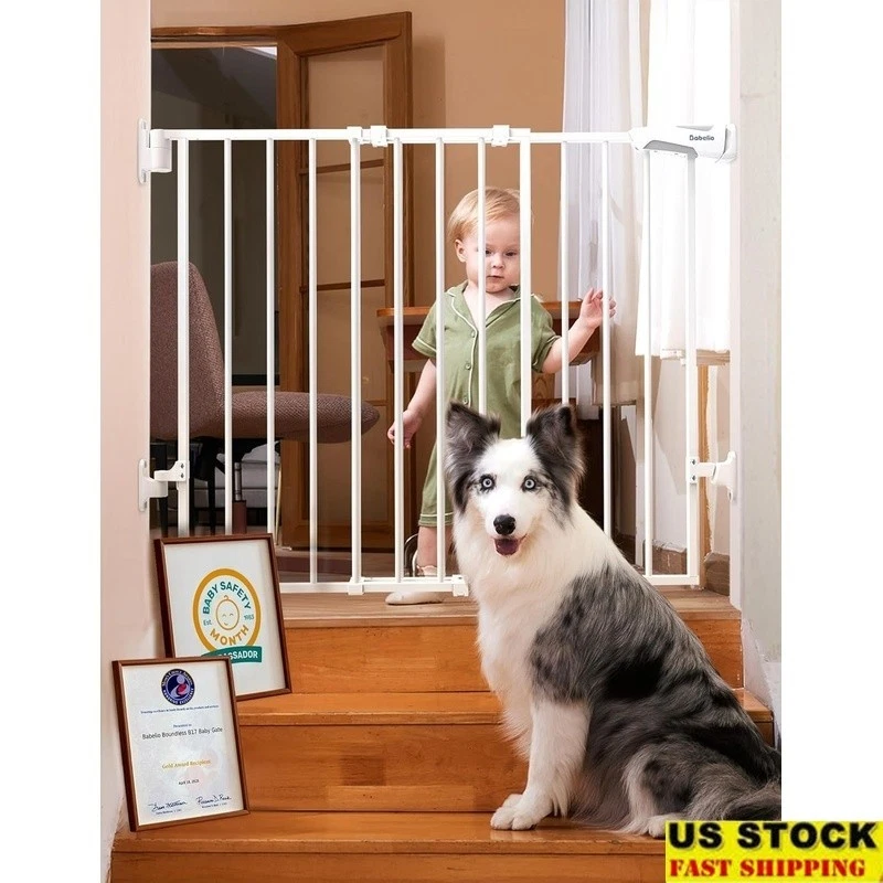 Adjustable Baby Gate Auto-Close Extra Wide Walk Thru Safety Hardware Mount New