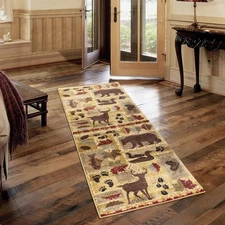 Nature's Nest Multi Lodge Area Rug, Rustic Lodge Area Rug, Rustic Farmhouse Livi