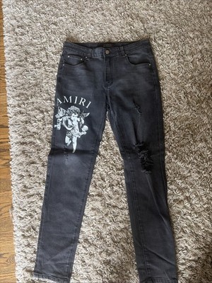 Amiri Jeans Pants Mens 32x30 Skinny Cherub Graphic Distressed