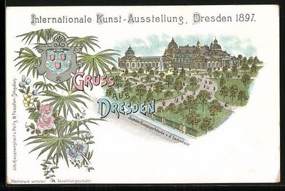 Postcard Dresden, international art exhibition 1897, view of the exhibition 