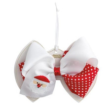Mud Pie Toddler Girl Christmas Santa Embroidered Hair Bow NEW