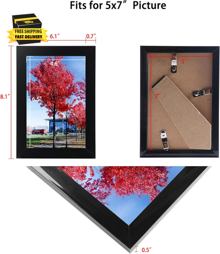 5X7 Inch Picture Frame Black, Display Pictures 5X7 Document Certificate Frame, W - Picture 3 of 8