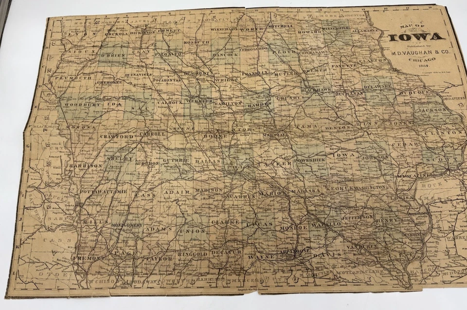 Grundy Iowa M D Vaughan Co 1884 Paper Antique Map Kuester Family History Book - Image 3 of 4