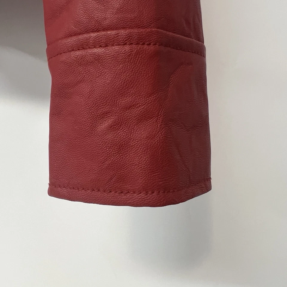 Chaqueta de cuero vegana Jack talla pequeña roja Moto - Foto 3 de 4