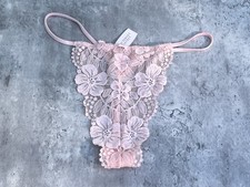 Vintage Victorias Secret Lace Thong Panty Blush Pink  Size M  New  Early Era