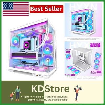 H1 ATX Dual-Chamber RGB Gaming PC Case with 7 PWM Fans & Water Cooling Support