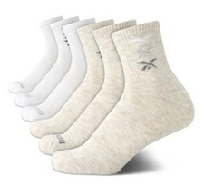 Women's Socks - Cushion High Quarter Cut Socks 6 Pack 4-10 Oatmeal/White
