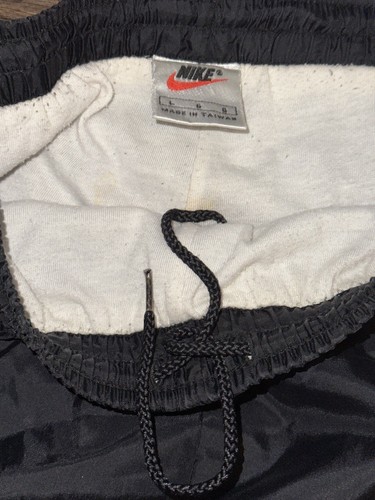 Vintage 90s Nike Windbreaker Pants Mens L Black Ankle Zip Jogger Nylon Swishy - Picture 7 of 11