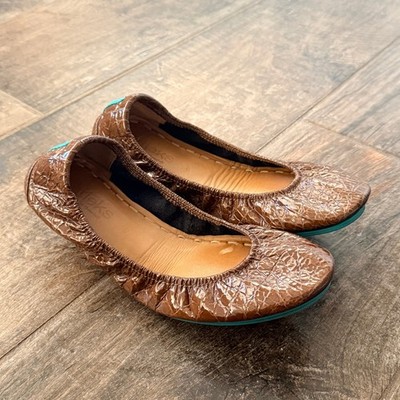 Tieks by Gavrieli Sienna Brown Patent Leather Croc Ballet Flat, Brown, 8