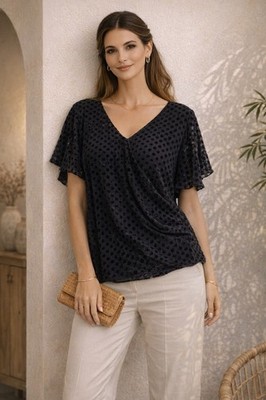 Loft Women s Velvet Polka Dot Flutter Short Sleeve Lined Boho Romantic S 20