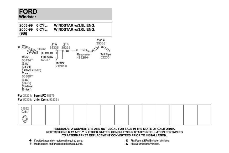 For Ford Windstar 95-03 SoundFX Aluminized Steel Oval Direct Fit Exhaust Muffler - Изображение 4 из 4