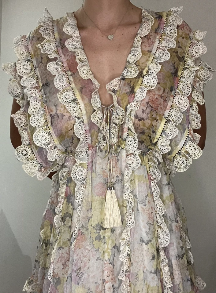 Zimmerman Valour Scallop Ruffle Dress in Pastel Yellow - Image 4 of 4