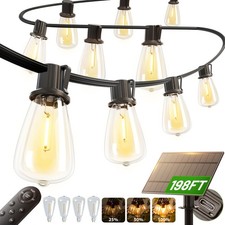 ADDLON Solar LED String Lights Remote Dimmable Waterproof Edison Bulbs