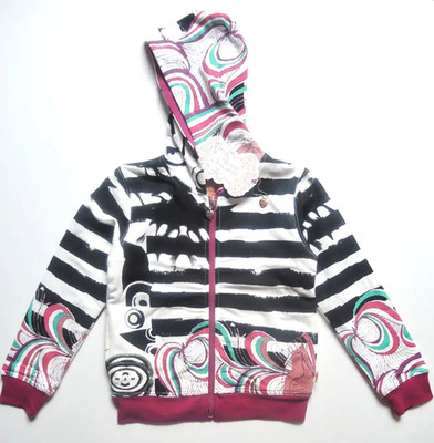 Sweatjacke mit Kapuze für Mädchen von Pezzo Doro  Gr. 116 schwarz-weiß bunt