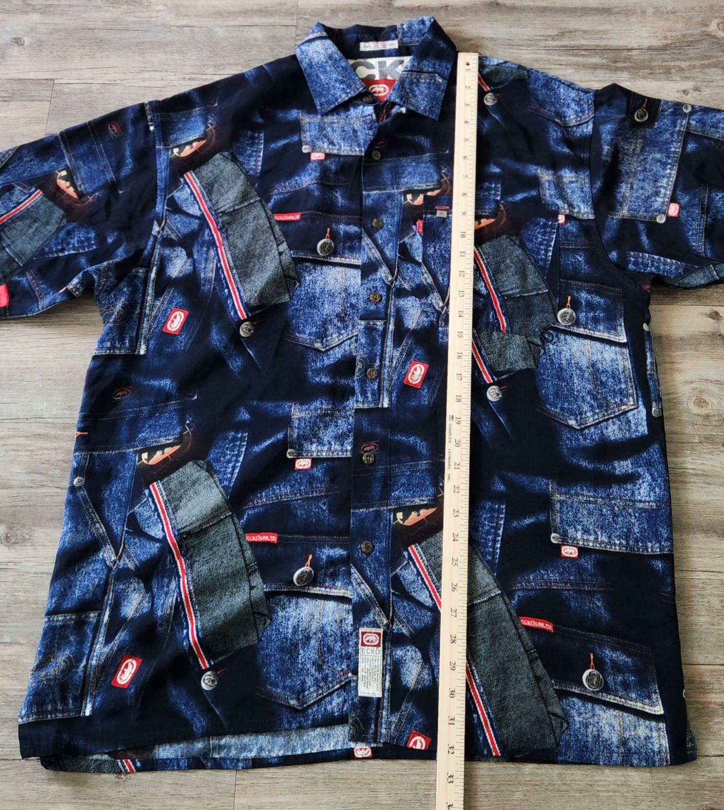 Vintage Ecko Utld RARE Patchwork denim polyester … - image 7