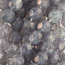 6mm Czech Faceted Luster Stone Amethyst Firepolish Glass Beads 25 