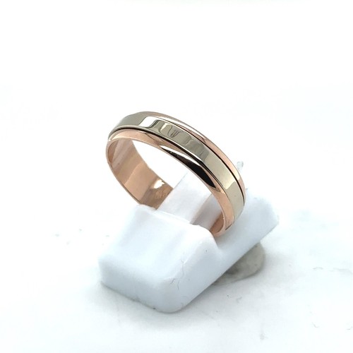 14K 585 Rose Weiß Gold Ring RS 60 Drehring neuw. Goldring Unikat Spielring Ring - Picture 14 of 21