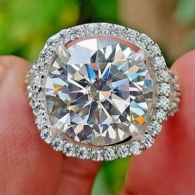 Engagement Ring ! 5 Ct White Treated Diamond Ring in White Gold Finish Certified