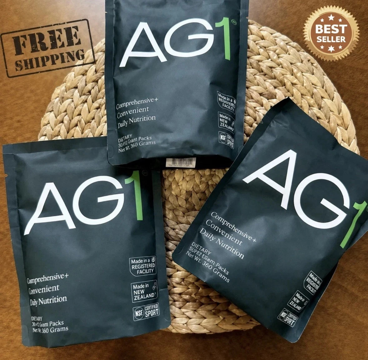 Genuine 3x Bags AG1 Athletic Greens PowderPouch 12.7oz 360g 30 Day Supply 10/27