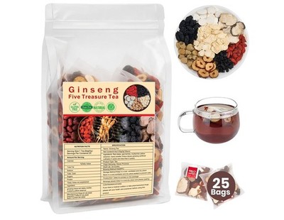 Kidney Tea 25 Bags Ginseng five Treasure Tea Formula Traditional Chinese Herbal