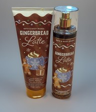 Bath  Body Works GINGERBREAD LATTE Fine Fragrance Mist  Body Cream Set of 2