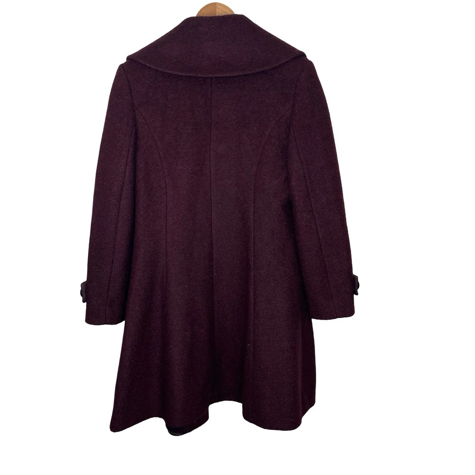 Abrigo Sam Edelman Mezcla Lana Borgoña Granate Longline Talla 12 Foto 3 de 4