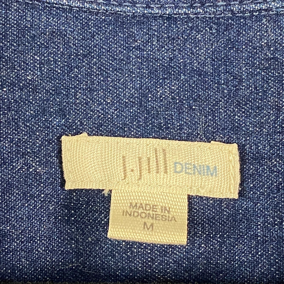 J.Jill джинсовая рубашка платье размер средний синий длинным рукавом карманы с воротником - Изображение 4 из 4