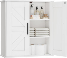 Bathroom Wall Cabinet, over Toilet Storage Cabinet with Barn Doors and Adjustabl