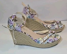 Christian Siriano Shoes Womens 11 Floral Print Espadrille Wedge Peep Toe 