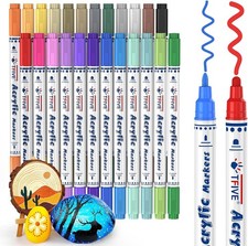TFIVE Dual Tip Acrylic Paint Markers, 24 Vibrant Colors, for Paper Fabric Rock C