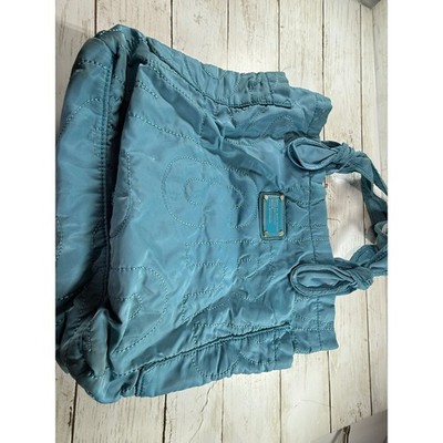 Marc by Marc Jacobs Pretty Nylon Tate Tote Teal Blue Quilted Logo Shoulder Bag