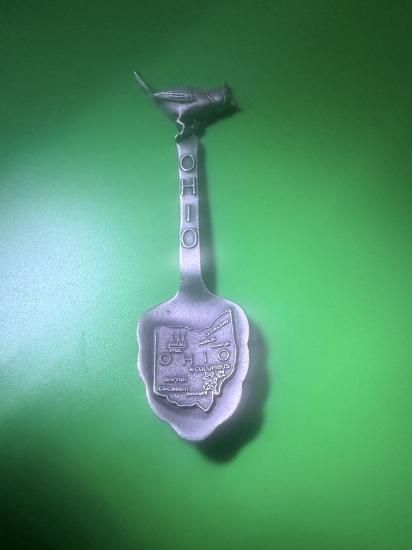 Vintage COLLECTIBLE OHIO U.S.A. SOUVENIR SPOON  (FORT)   Pewter 