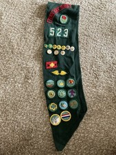 Vintage Boy Scout vest / sash with patches and pins Green