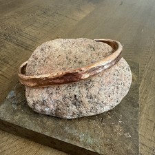 Pure Copper Handmade Thin Slim Cuff Bracelet Men  s Hammered Bare Finish