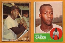 Pumpsie Green 1962 & 1963 Topps 2 card lot Boston Red Sox New York Mets no creas