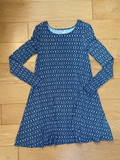 TERRIFIC TEAL Old Navy White And Green Print Long sleeved Dress Size S