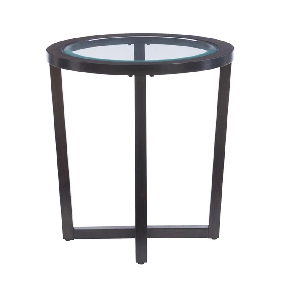 Juego de mesa auxiliar y centro de madera Linon Lamar de 3 piezas tapa de vidrio en pintura Umber Foto 4 de 4