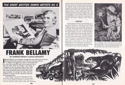 FRANK BELLAMY : A GREAT INNOVATOR OF BRITISH COMIC ART. BY NORMAN WRIGHT & DAVID