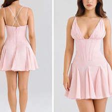 House of CB Samida Pink Satin Corset mini Dress XS 
