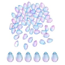 60 Pcs Blue-Purple 6x9mm Transparent Teardrop Crystal Glass Bead for DIY Craft