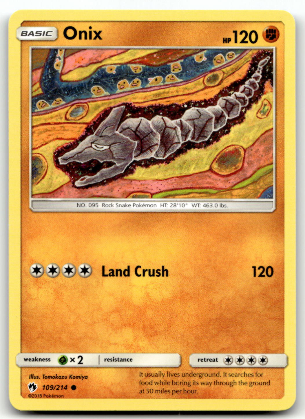 Onix 109/214 Common Lost Thunder Pokemon Near Mint