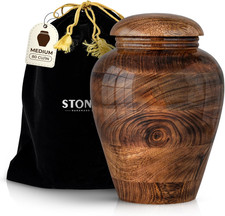 Medium Wooden Cremation Urn for Human Ashes   Adult Memorial Funeral Urn for Men