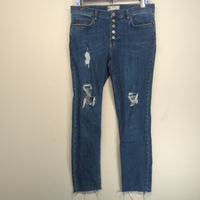 Free People Button Fly Women's Distressed Skinny Jeans Size 31