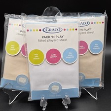 Graco Pack n Play Fitted Playard Sheets Cream  White 27"X39" New Baby Lot Of 3