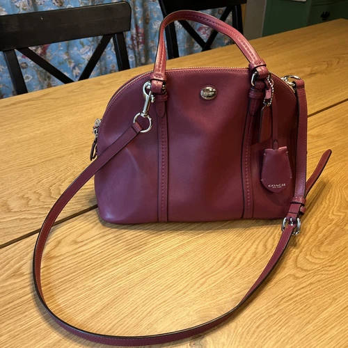 Borsa COACH a cupola SAFFIANO PELLE borsetta fucsia ROSA F25671 senza cinturino lungo