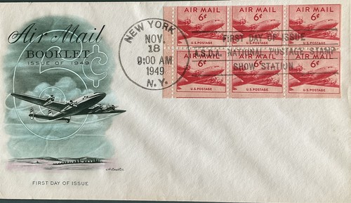 Artmaster C39A DC4 Booklet Pane of 6 Hand Cancel ASDA Stamp Show 1949 Color Tint